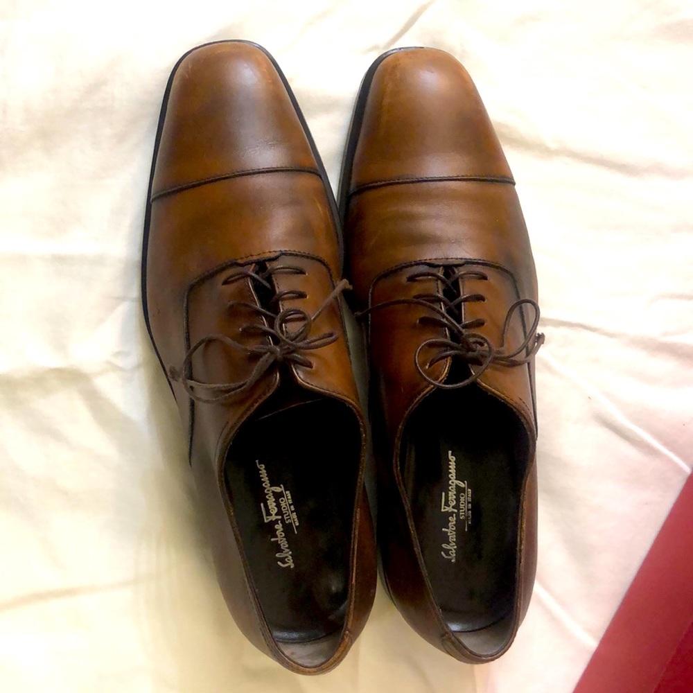 Ferragamo terracotta calf shoes, size 11EE